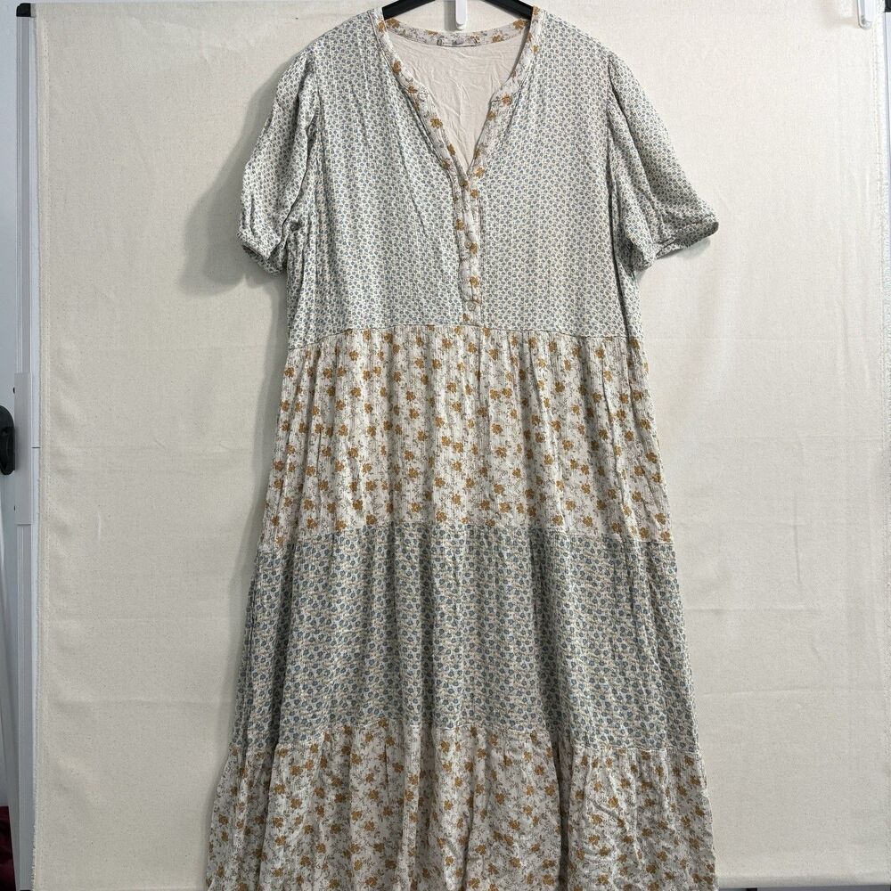 My Danielle XXL Floral Tiered Maxi Dress Boho Prairie Rayon Multicolor